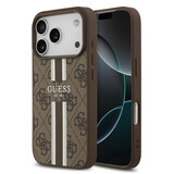 Guess Guess iPhone 17 Pro Back cover coque - MagSafe - 4G Printed Stripes - Marron Guess Guess iPhone 17 Pro Back cover coque - MagSafe - 4G Printed Stripes - Marron