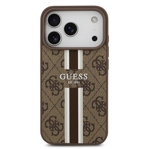 Guess Guess iPhone 17 Pro/iPhone 18 Pro Backcoverhoesje MagSafe Gedrukte 4G-strepen - Bruin