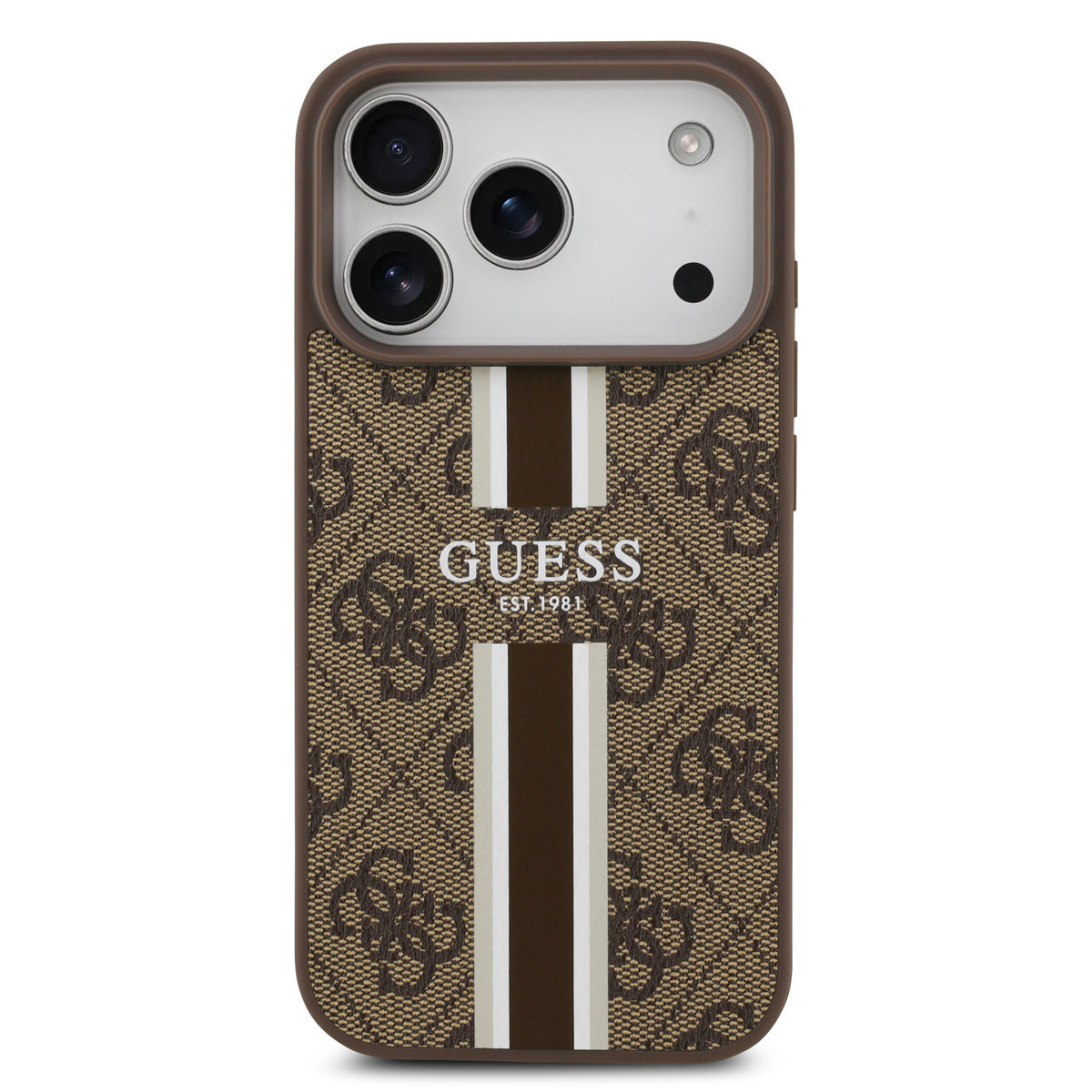 Guess Guess iPhone 17 Pro Backcover hoesje - MagSafe - 4G Printed Stripes - Bruin, foto 3 van 6