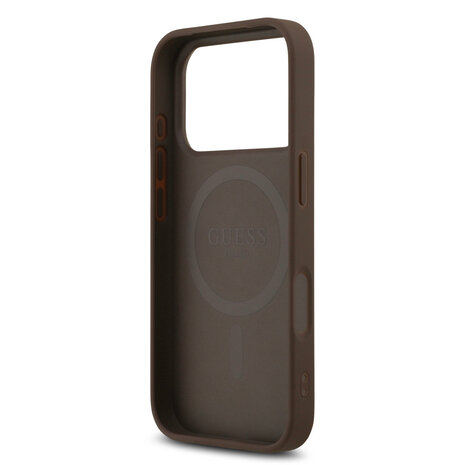 Guess Guess iPhone 17 Pro Back cover coque - MagSafe - 4G Printed Stripes - Marron Guess Guess iPhone 17 Pro Back cover coque - MagSafe - 4G Printed Stripes - Marron