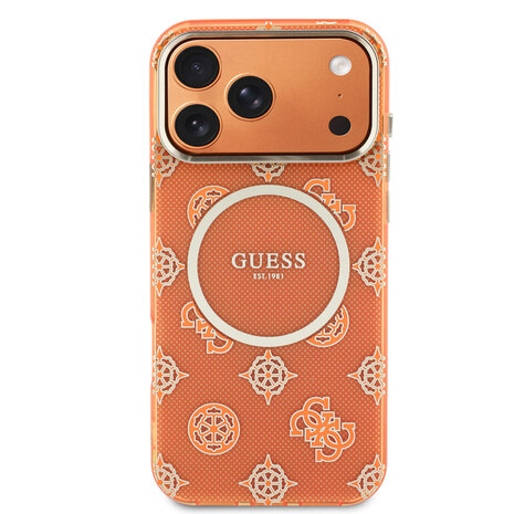 Guess Guess iPhone 17 Pro Max Back cover case - MagSafe - IML Peony Dot - Orange