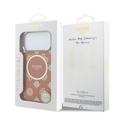 Guess Guess iPhone 17 Pro Max Back cover coque - MagSafe - IML Peony Dot - Orange