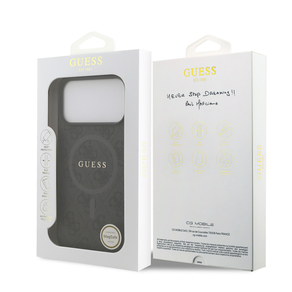 Guess Guess iPhone 17 Pro Max Back cover case - MagSafe - 4G Classic Metal Logo - Black