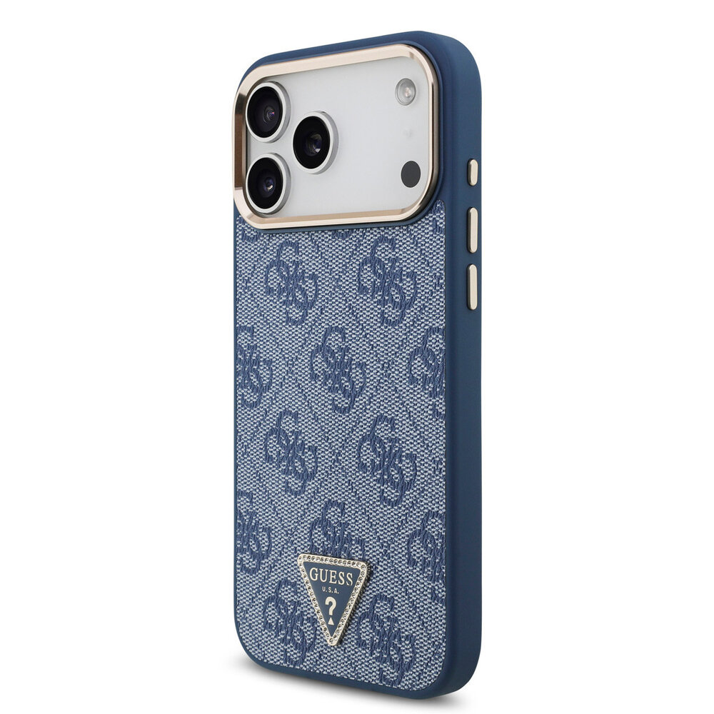 Guess Guess iPhone 17 Pro Max Back cover coque - MagSafe - 4G Triangle Logo - Bleu Guess Guess iPhone 17 Pro Max Back cover coque - MagSafe - 4G Triangle Logo - Bleu