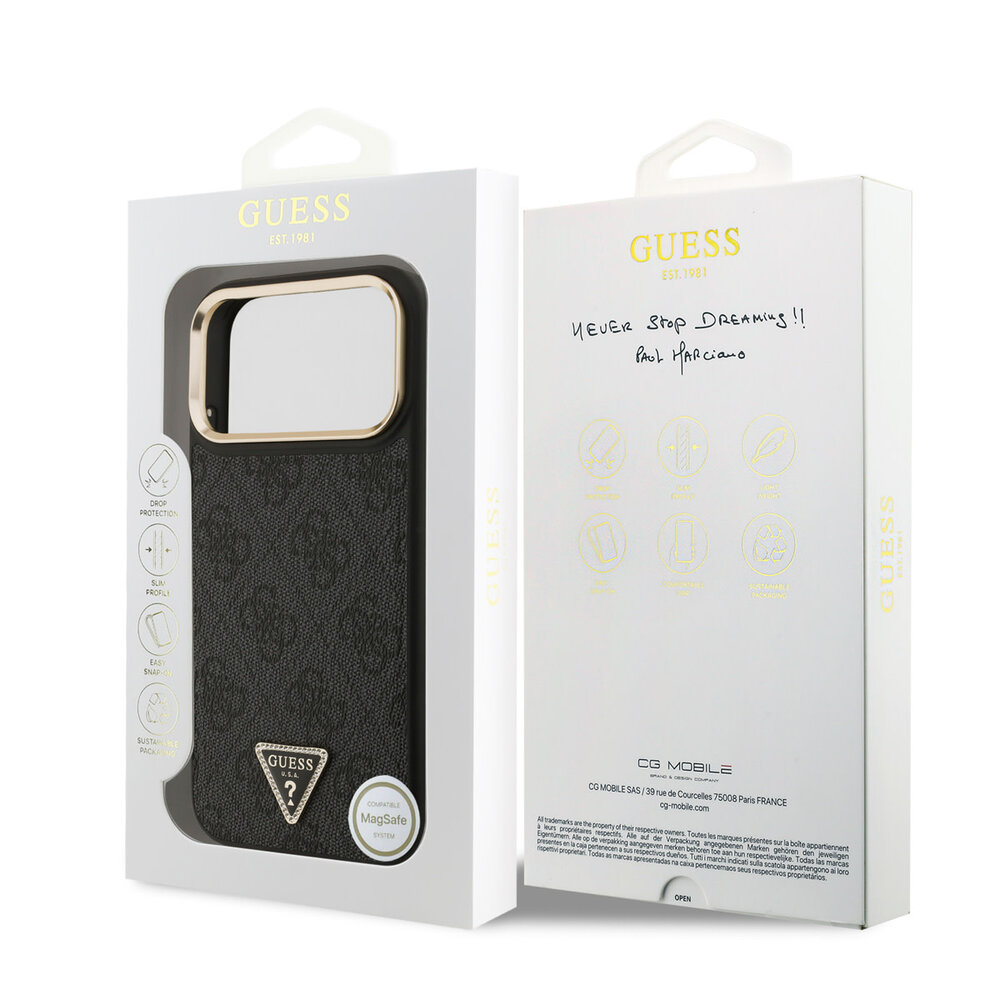 Guess Guess iPhone 17 Pro Max Back-Cover hul - MagSafe - 4G Triangle Logo - Schwarz Guess Guess iPhone 17 Pro Max Back-Cover hul - MagSafe - 4G Triangle Logo - Schwarz