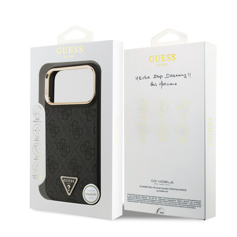 Guess Guess iPhone 17 Pro Max Back cover case - MagSafe - 4G Triangle Logo - Black