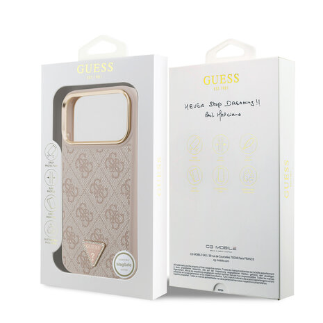 Guess Guess iPhone 17 Pro Max Back cover coque - MagSafe - 4G Triangle Logo - Rose Guess Guess iPhone 17 Pro Max Back cover coque - MagSafe - 4G Triangle Logo - Rose