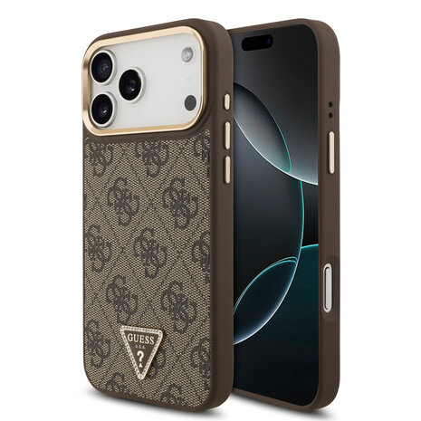 Guess Guess iPhone 17 Pro Max Back-Cover hul - MagSafe - 4G Triangle Logo - Braun Guess Guess iPhone 17 Pro Max Back-Cover hul - MagSafe - 4G Triangle Logo - Braun