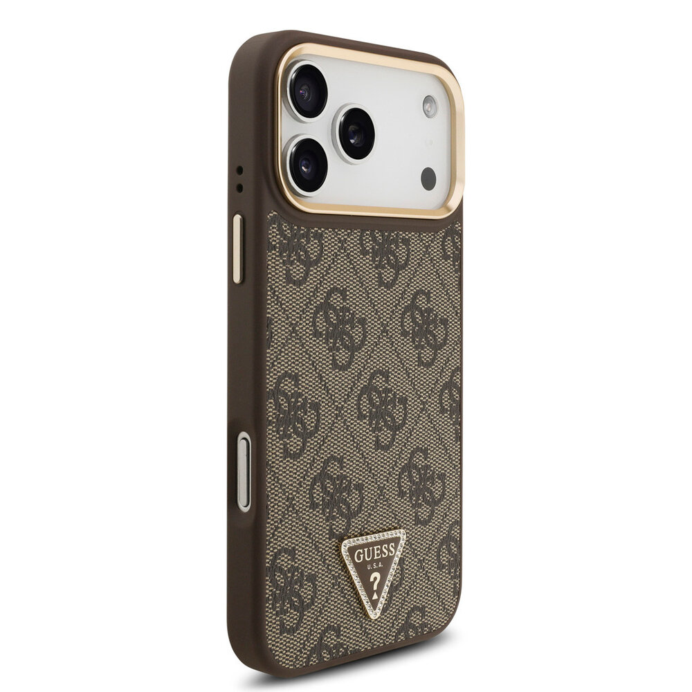 Guess Guess iPhone 17 Pro Max Back cover coque - MagSafe - 4G Triangle Logo - Marron Guess Guess iPhone 17 Pro Max Back cover coque - MagSafe - 4G Triangle Logo - Marron