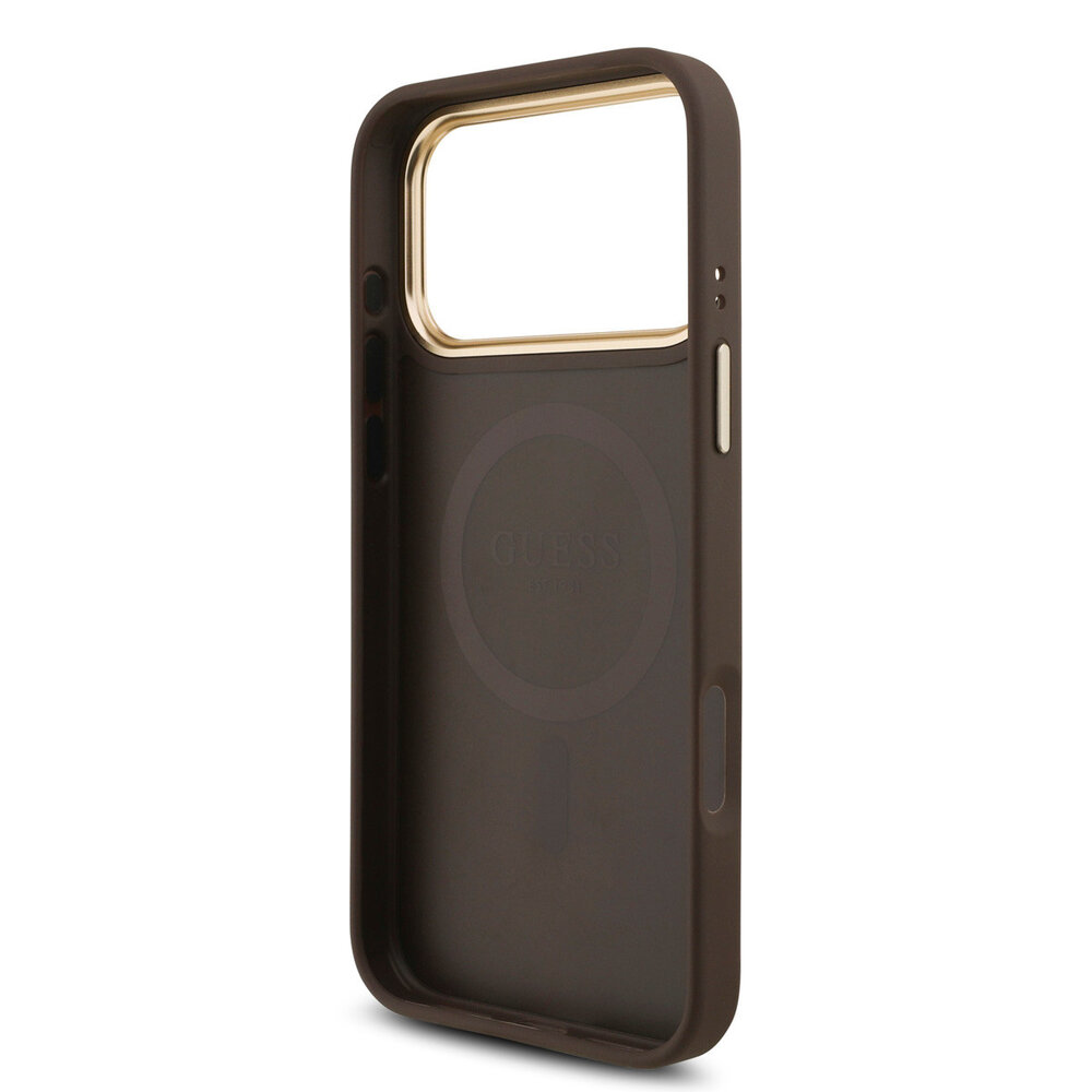 Guess Guess iPhone 17 Pro Max Back-Cover hul - MagSafe - 4G Triangle Logo - Braun Guess Guess iPhone 17 Pro Max Back-Cover hul - MagSafe - 4G Triangle Logo - Braun