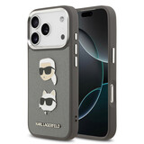 Karl Lagerfeld Karl lagerfeld iPhone 17 Pro Backcover hoesje - Grained - K&C Heads Pins - Grijs