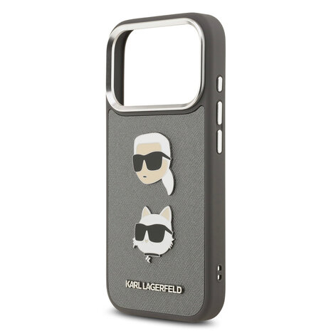 Karl Lagerfeld Karl lagerfeld iPhone 17 Pro Back cover coque - Grained - K&C Heads Pins - Gris Karl Lagerfeld Karl lagerfeld iPhone 17 Pro Back cover coque - Grained - K&C Heads Pins - Gris