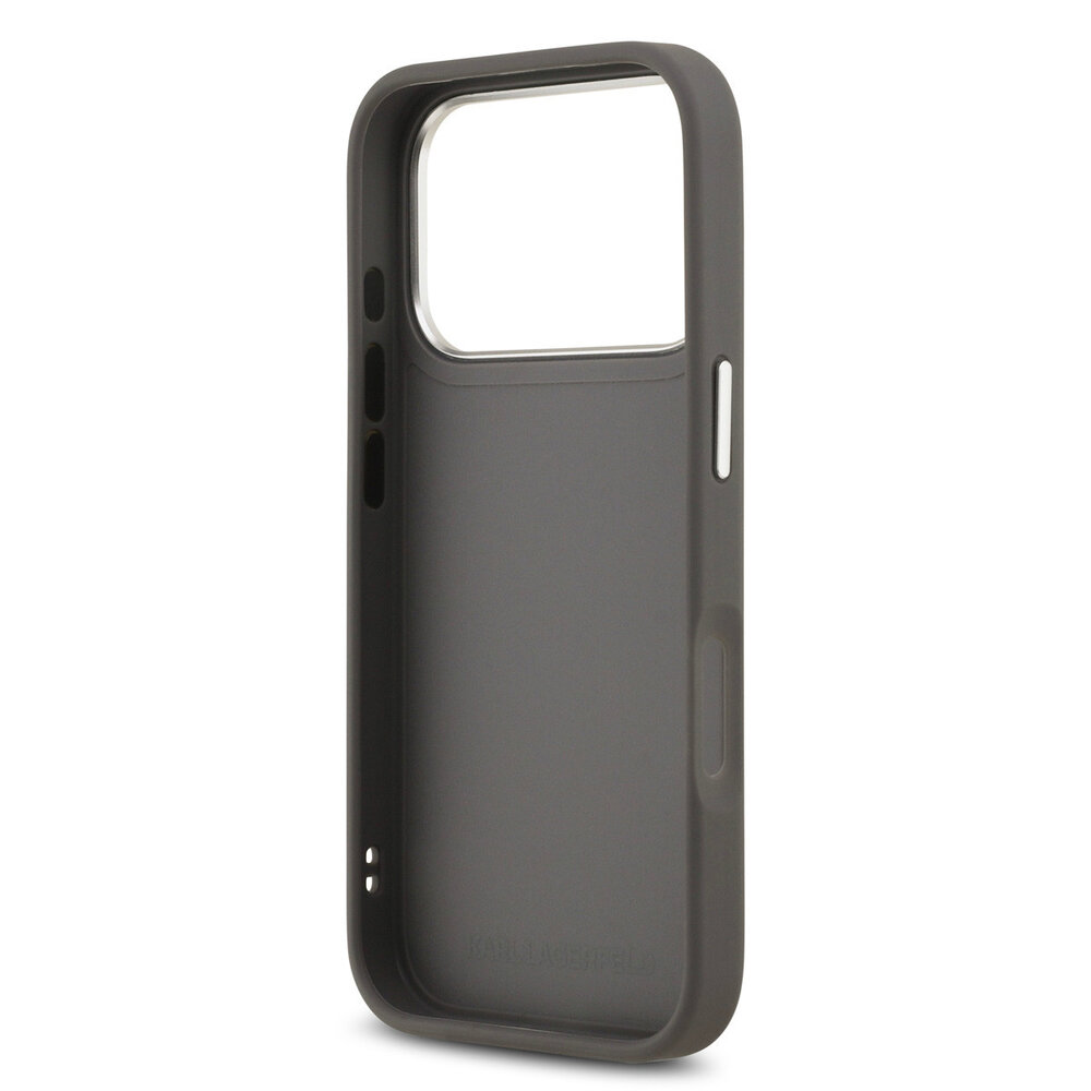 Karl Lagerfeld Karl lagerfeld iPhone 17 Pro Back cover coque - Grained - K&C Heads Pins - Gris Karl Lagerfeld Karl lagerfeld iPhone 17 Pro Back cover coque - Grained - K&C Heads Pins - Gris