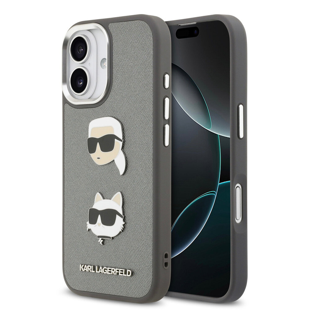 Karl Lagerfeld Karl lagerfeld iPhone 17 Back-Cover hul - Grained - K&C Heads Pins - Grau