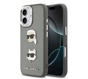 Karl Lagerfeld Karl lagerfeld iPhone 17 Backcover hoesje - Grained - K&C Heads Pins - Grijs Karl Lagerfeld Karl lagerfeld iPhone 17 Backcover hoesje - Grained - K&C Heads Pins - Grijs