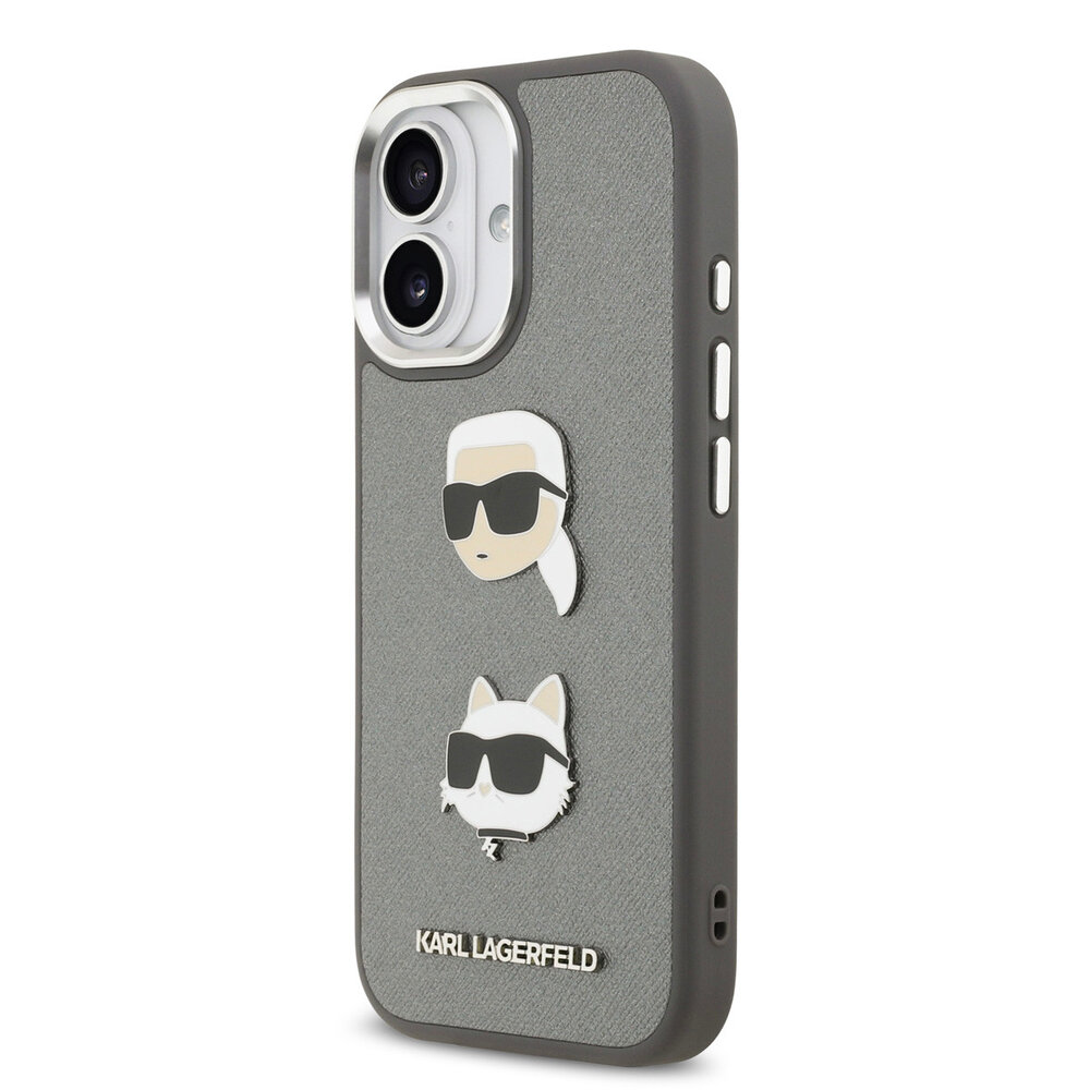 Karl Lagerfeld Karl lagerfeld iPhone 17 Backcover hoesje - Grained - K&C Heads Pins - Grijs