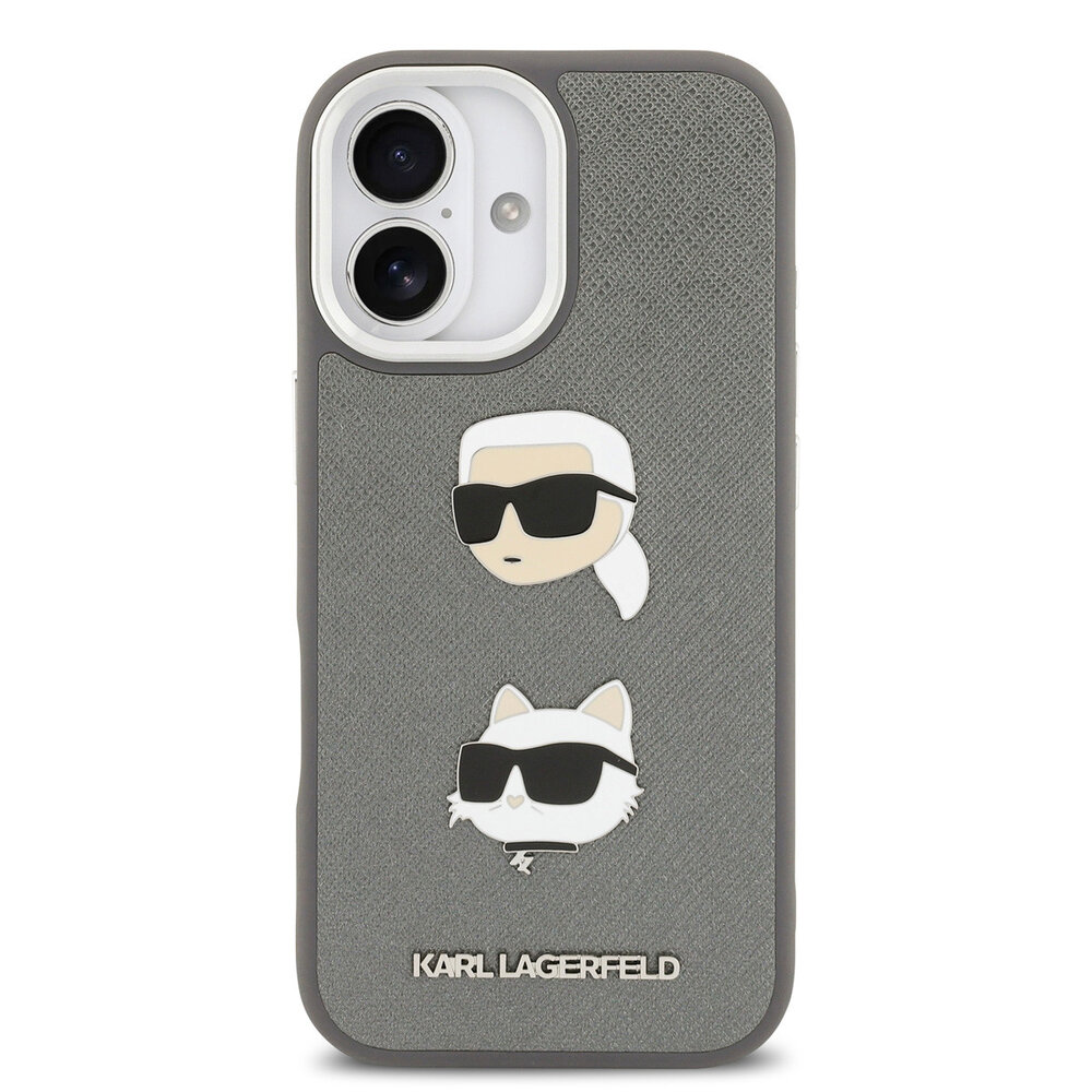 Karl Lagerfeld Karl lagerfeld iPhone 17 Backcover hoesje - Grained - K&C Heads Pins - Grijs