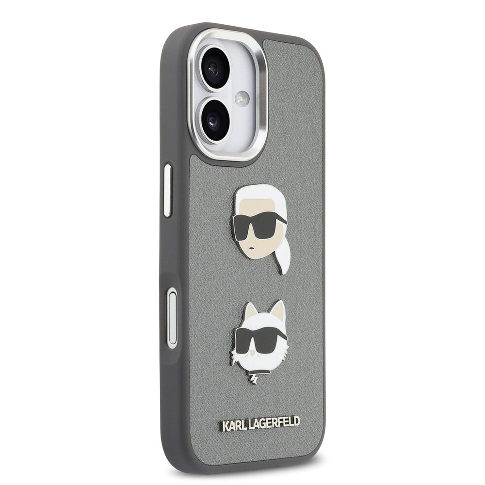 Karl Lagerfeld Karl lagerfeld iPhone 17 Backcover hoesje - Grained - K&C Heads Pins - Grijs