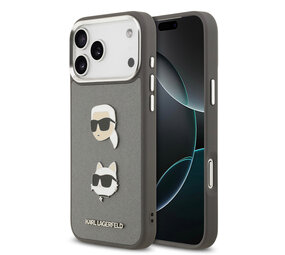 Karl Lagerfeld Karl lagerfeld iPhone 17 Pro Max Back cover coque - Grained - K&C Heads Pins - Gris Karl Lagerfeld Karl lagerfeld iPhone 17 Pro Max Back cover coque - Grained - K&C Heads Pins - Gris