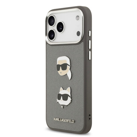 Karl Lagerfeld Karl lagerfeld iPhone 17 Pro Max Back cover coque - Grained - K&C Heads Pins - Gris Karl Lagerfeld Karl lagerfeld iPhone 17 Pro Max Back cover coque - Grained - K&C Heads Pins - Gris