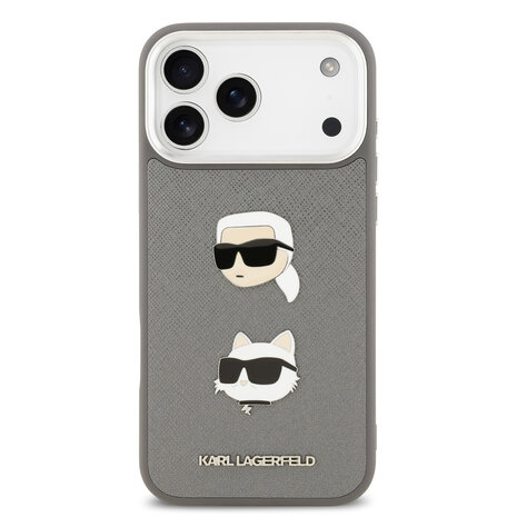 Karl Lagerfeld Karl lagerfeld iPhone 17 Pro Max Back cover coque - Grained - K&C Heads Pins - Gris Karl Lagerfeld Karl lagerfeld iPhone 17 Pro Max Back cover coque - Grained - K&C Heads Pins - Gris