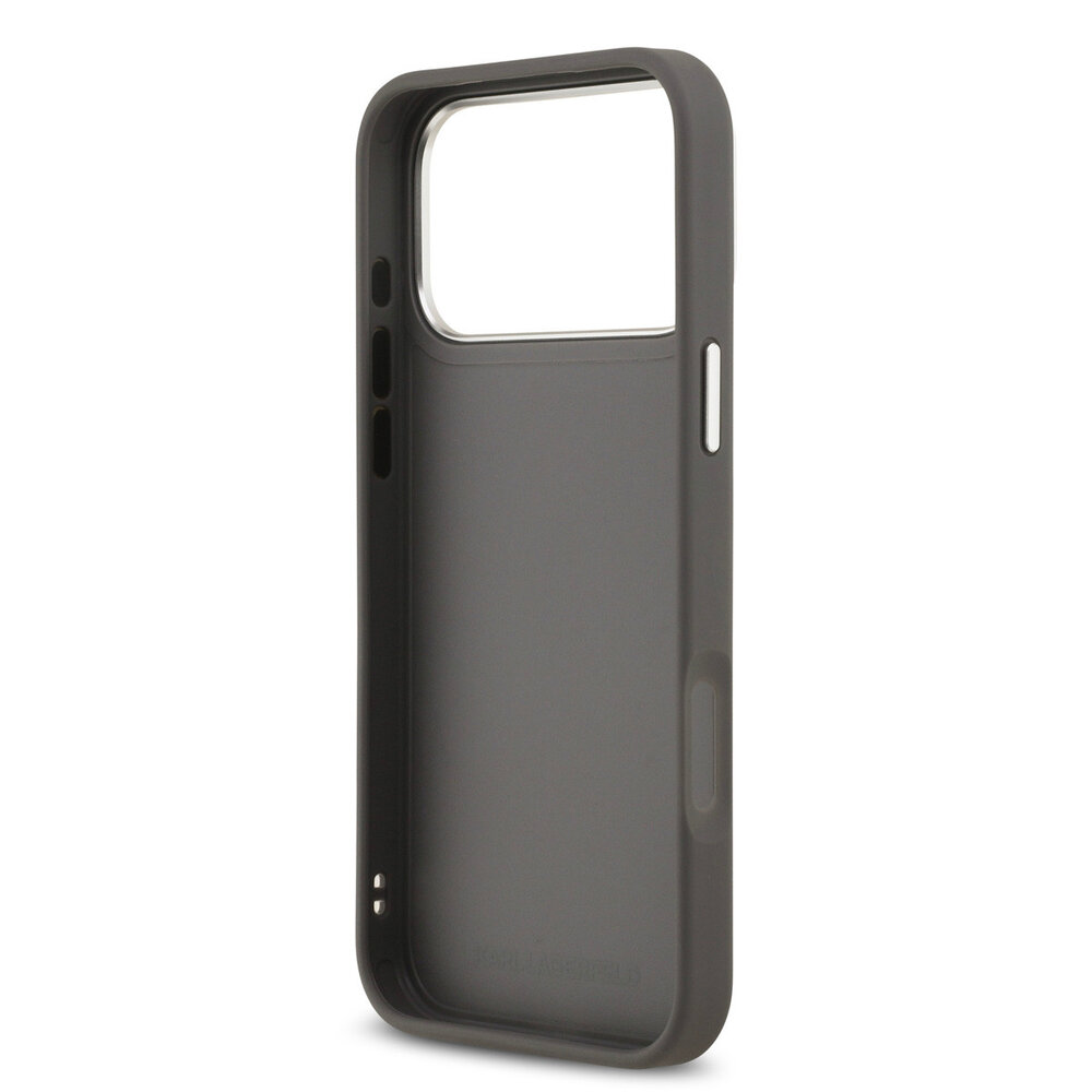 Karl Lagerfeld Karl lagerfeld iPhone 17 Pro Max Back cover coque - Grained - K&C Heads Pins - Gris Karl Lagerfeld Karl lagerfeld iPhone 17 Pro Max Back cover coque - Grained - K&C Heads Pins - Gris