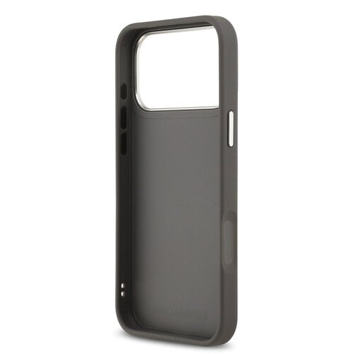 Karl Lagerfeld Karl Lagerfeld iPhone 17 Pro Max/iPhone 18 Pro Max Coque arrière Finition grainée Pins représentant les têtes de Karl & Choupette - Gris