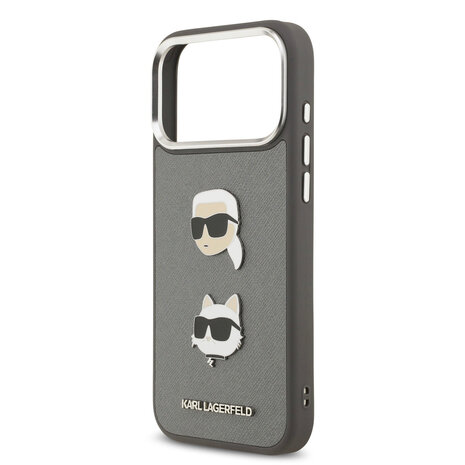 Karl Lagerfeld Karl lagerfeld iPhone 17 Pro Max Back cover coque - Grained - K&C Heads Pins - Gris Karl Lagerfeld Karl lagerfeld iPhone 17 Pro Max Back cover coque - Grained - K&C Heads Pins - Gris