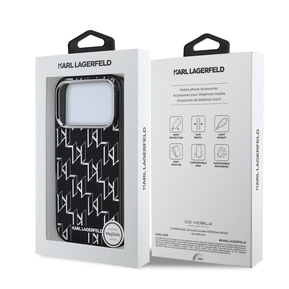 Karl Lagerfeld Karl lagerfeld iPhone 17 Pro Back cover coque - MagSafe - IML metal monogram kc - Noir Karl Lagerfeld Karl lagerfeld iPhone 17 Pro Back cover coque - MagSafe - IML metal monogram kc - Noir