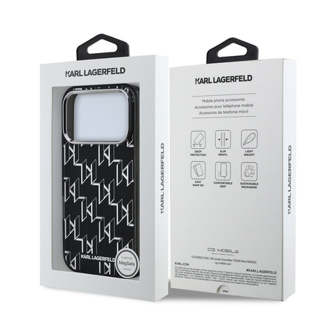 Karl Lagerfeld Karl lagerfeld iPhone 17 Pro Back cover coque - MagSafe - IML metal monogram kc - Noir Karl Lagerfeld Karl lagerfeld iPhone 17 Pro Back cover coque - MagSafe - IML metal monogram kc - Noir