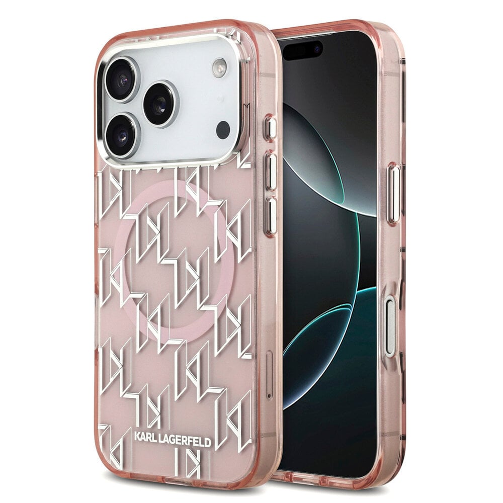 Karl Lagerfeld Karl lagerfeld iPhone 17 Pro Backcover hoesje - MagSafe - IML metal monogram kc - Roze