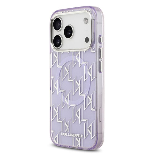Karl Lagerfeld Karl Lagerfeld iPhone 17 Pro/iPhone 18 Pro Handyhülle MagSafe IML KC-Monogramm aus Metall - Violett