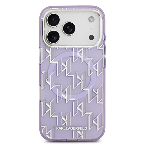 Karl Lagerfeld Karl Lagerfeld iPhone 17 Pro/iPhone 18 Pro Handyhülle MagSafe IML KC-Monogramm aus Metall - Violett