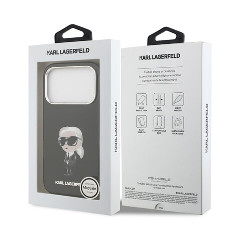Karl Lagerfeld Karl lagerfeld iPhone 17 Pro Backcover hoesje - MagSafe - IML Aquarelle - Zwart