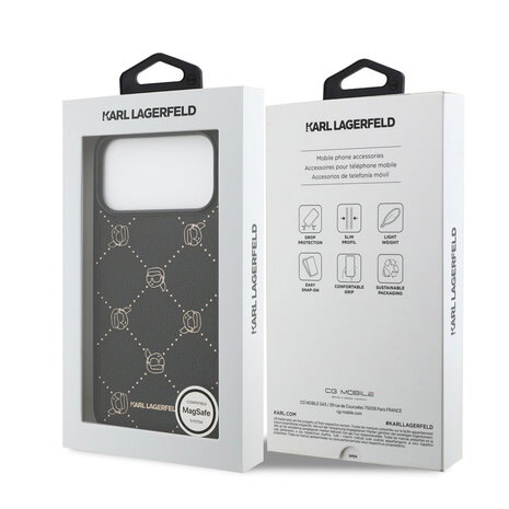 Karl Lagerfeld Karl lagerfeld iPhone 17 Pro Backcover hoesje - MagSafe - Karl Heads - Zwart