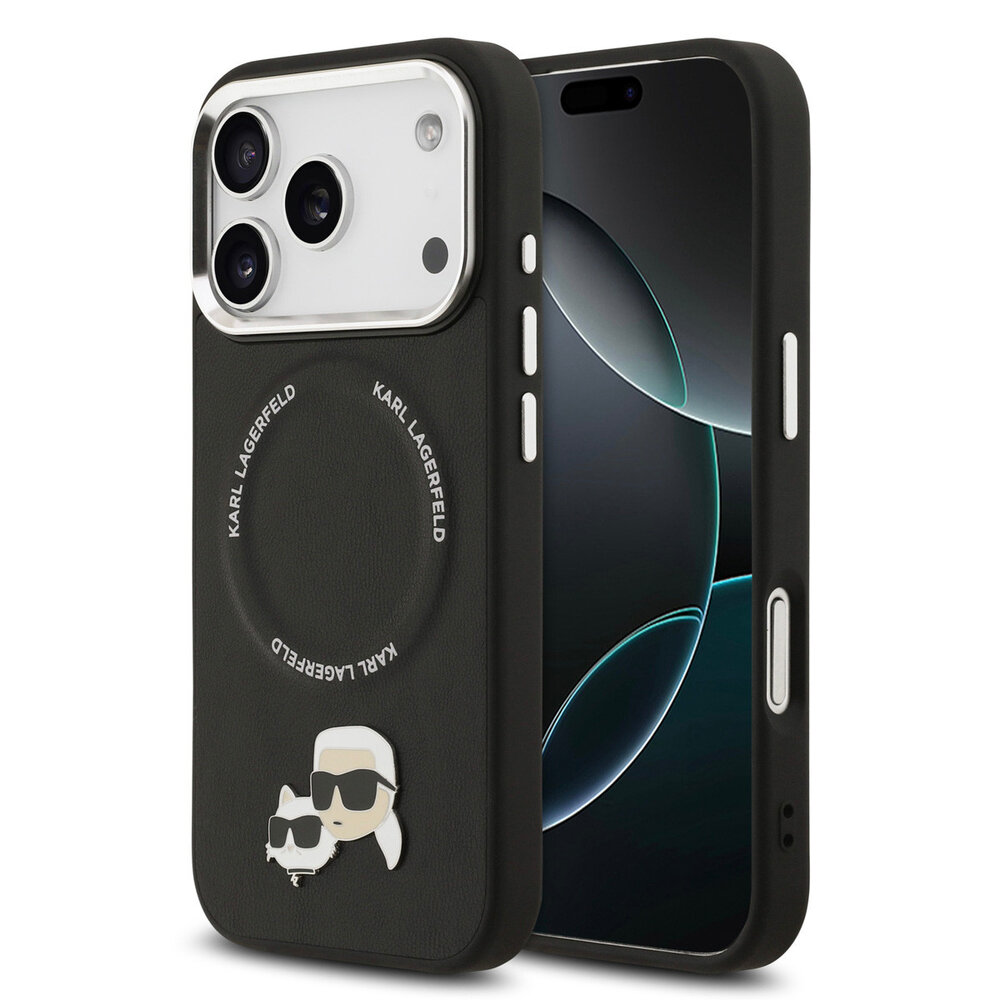 Karl Lagerfeld Karl lagerfeld iPhone 17 Pro Back cover coque - MagSafe - K&C Pins - Noir