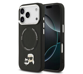 Karl Lagerfeld Karl lagerfeld iPhone 17 Pro Backcover hoesje - MagSafe - K&C Pins - Zwart