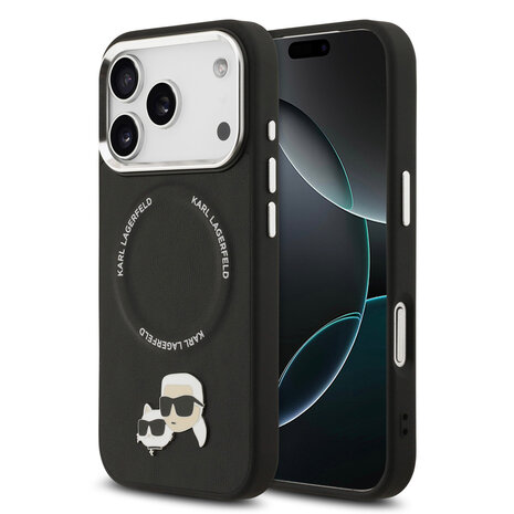 Karl Lagerfeld Karl lagerfeld iPhone 17 Pro Back cover coque - MagSafe - K&C Pins - Noir
