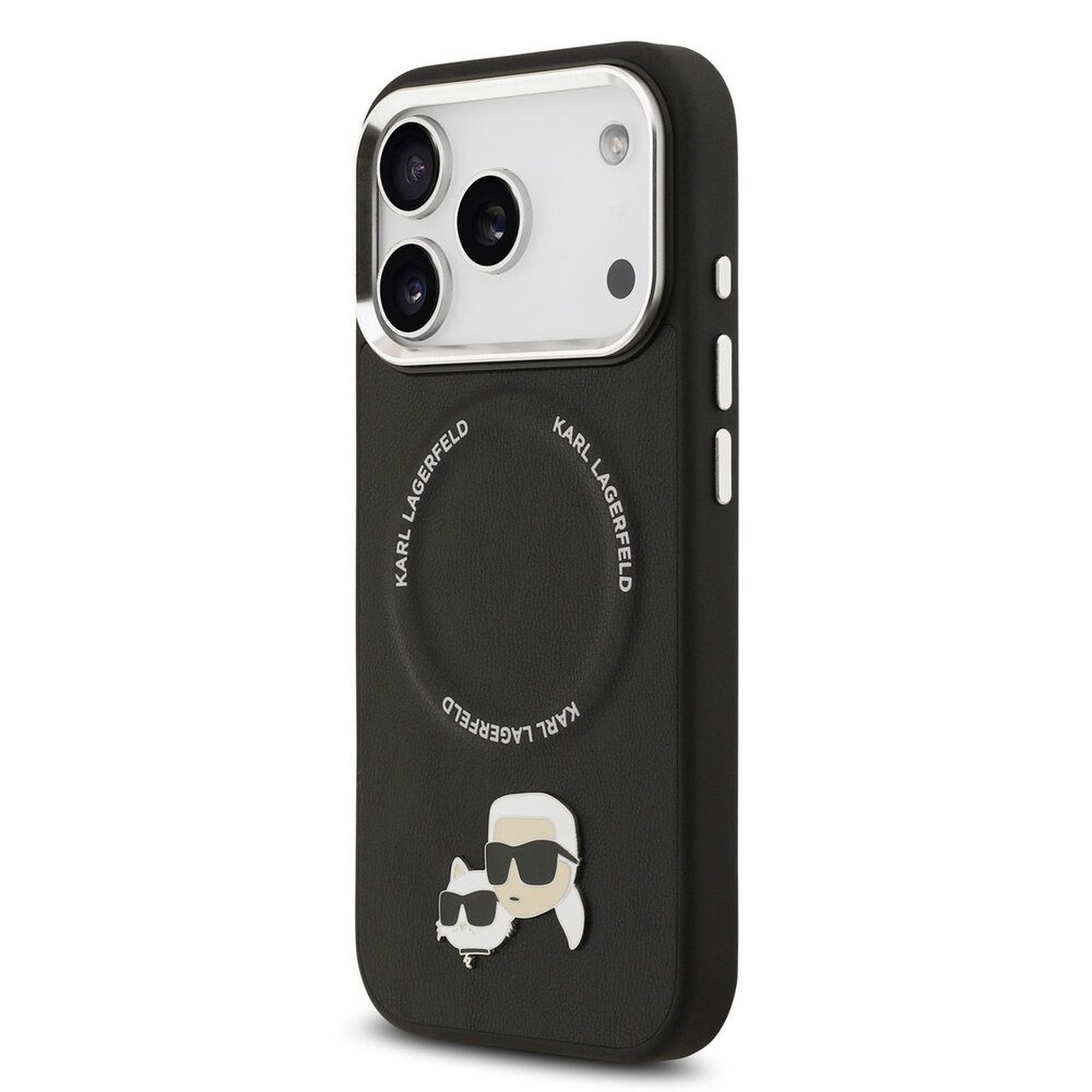 Karl Lagerfeld Karl lagerfeld iPhone 17 Pro Backcover hoesje - MagSafe - K&C Pins - Zwart Karl Lagerfeld Karl lagerfeld iPhone 17 Pro Backcover hoesje - MagSafe - K&C Pins - Zwart
