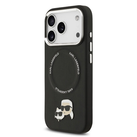 Karl Lagerfeld Karl lagerfeld iPhone 17 Pro Backcover hoesje - MagSafe - K&C Pins - Zwart Karl Lagerfeld Karl lagerfeld iPhone 17 Pro Backcover hoesje - MagSafe - K&C Pins - Zwart