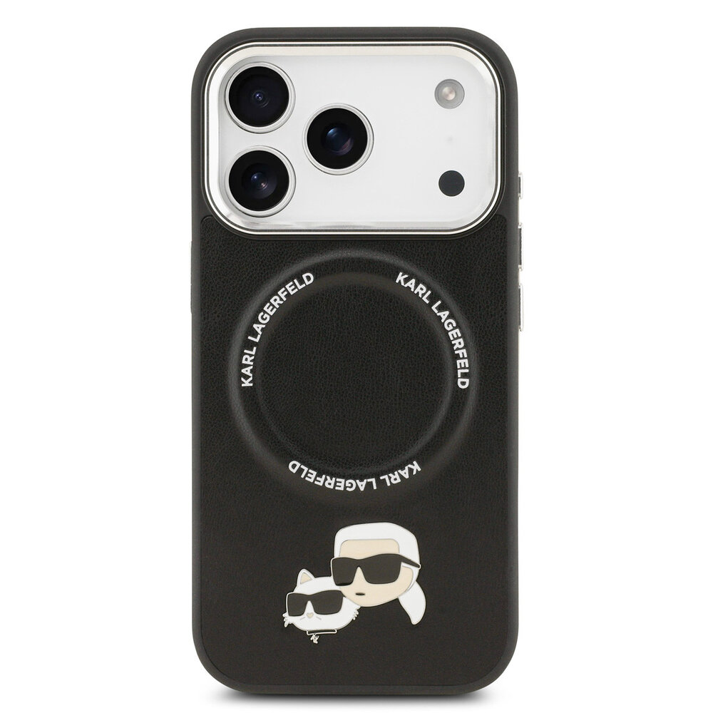 Karl Lagerfeld Karl lagerfeld iPhone 17 Pro Backcover hoesje - MagSafe - K&C Pins - Zwart Karl Lagerfeld Karl lagerfeld iPhone 17 Pro Backcover hoesje - MagSafe - K&C Pins - Zwart
