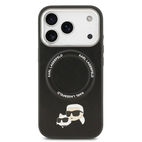 Karl Lagerfeld Karl lagerfeld iPhone 17 Pro Backcover hoesje - MagSafe - K&C Pins - Zwart Karl Lagerfeld Karl lagerfeld iPhone 17 Pro Backcover hoesje - MagSafe - K&C Pins - Zwart