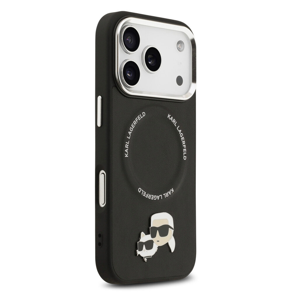 Karl Lagerfeld Karl lagerfeld iPhone 17 Pro Back cover coque - MagSafe - K&C Pins - Noir