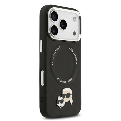 Karl Lagerfeld Karl lagerfeld iPhone 17 Pro Backcover hoesje - MagSafe - K&C Pins - Zwart Karl Lagerfeld Karl lagerfeld iPhone 17 Pro Backcover hoesje - MagSafe - K&C Pins - Zwart