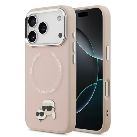 Karl Lagerfeld Karl lagerfeld iPhone 17 Pro Back cover coque - MagSafe - K&C Pins - Rose