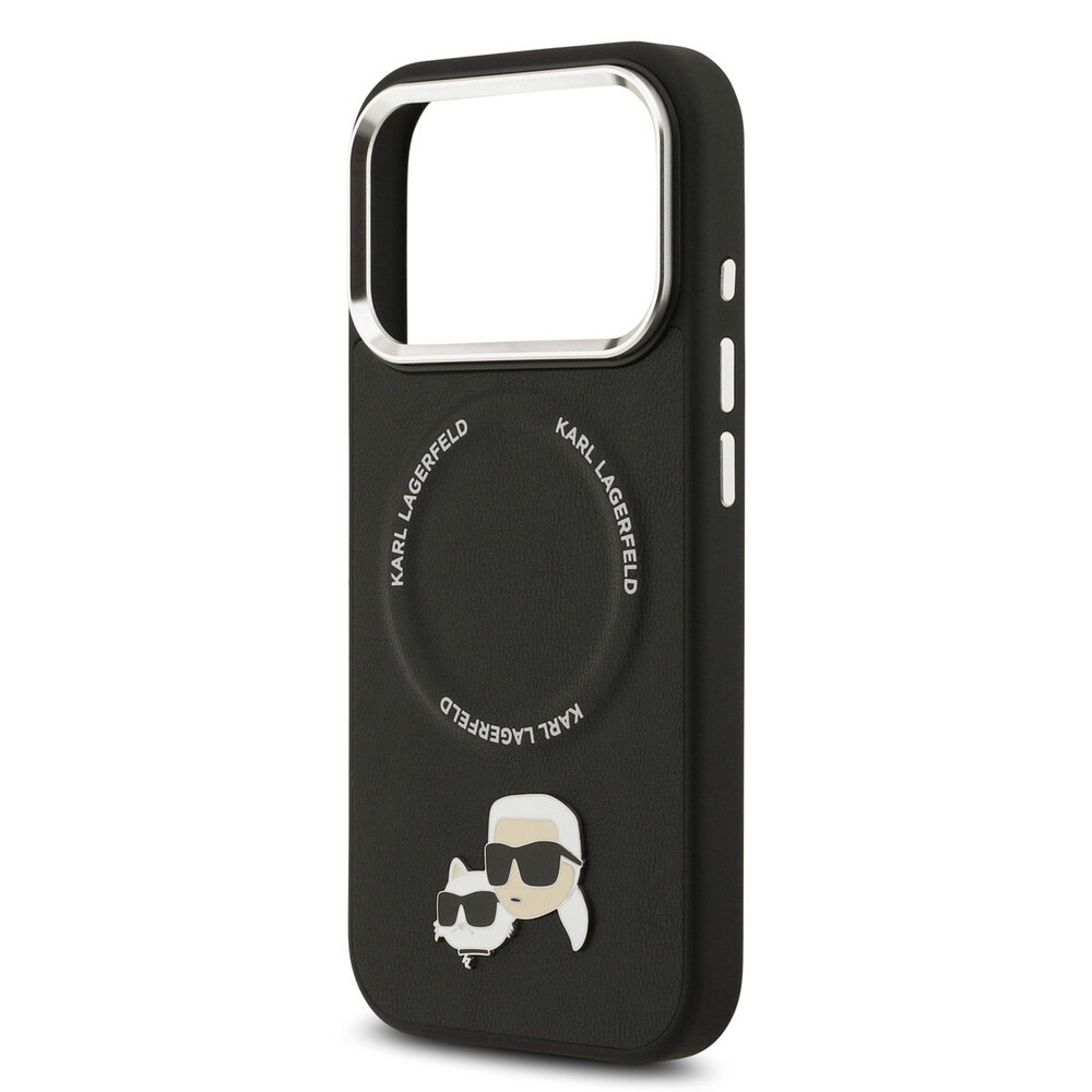 Karl Lagerfeld Karl lagerfeld iPhone 17 Pro Backcover hoesje - MagSafe - K&C Pins - Zwart Karl Lagerfeld Karl lagerfeld iPhone 17 Pro Backcover hoesje - MagSafe - K&C Pins - Zwart