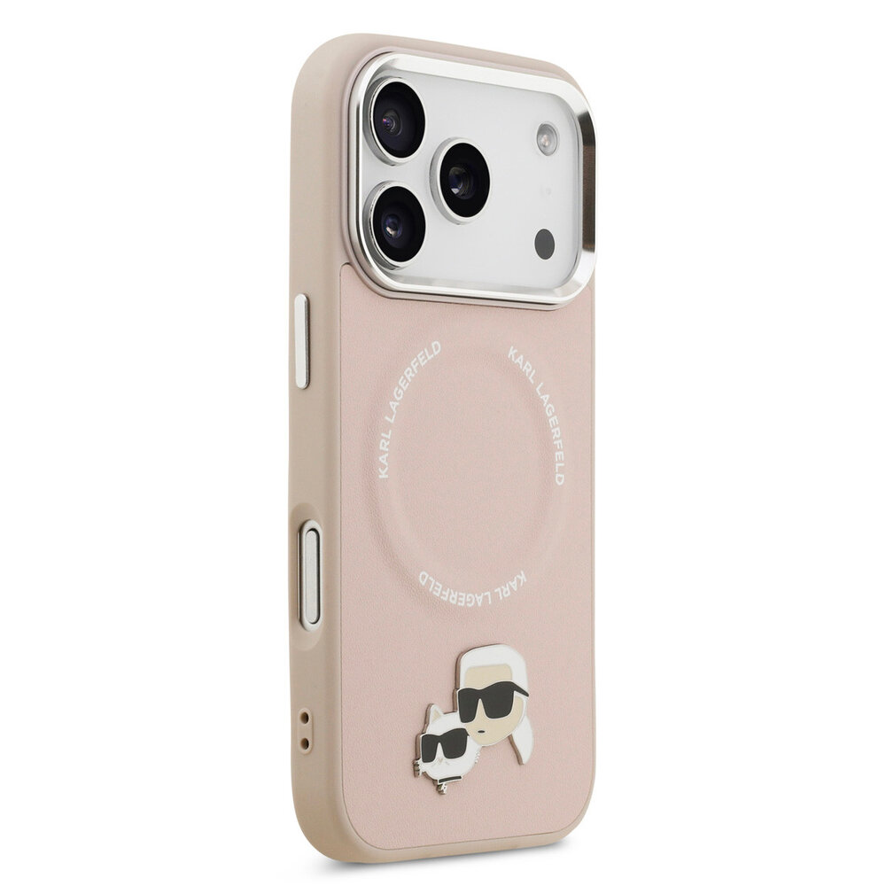 Karl Lagerfeld Karl lagerfeld iPhone 17 Pro Back cover coque - MagSafe - K&C Pins - Rose