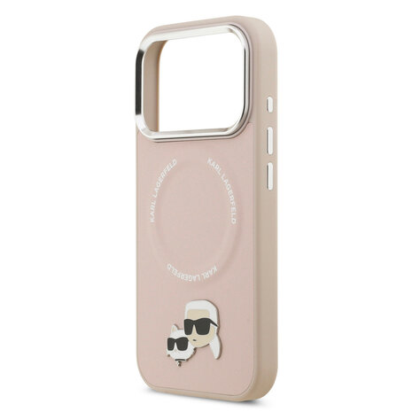 Karl Lagerfeld Karl lagerfeld iPhone 17 Pro Backcover hoesje - MagSafe - K&C Pins - Roze Karl Lagerfeld Karl lagerfeld iPhone 17 Pro Backcover hoesje - MagSafe - K&C Pins - Roze