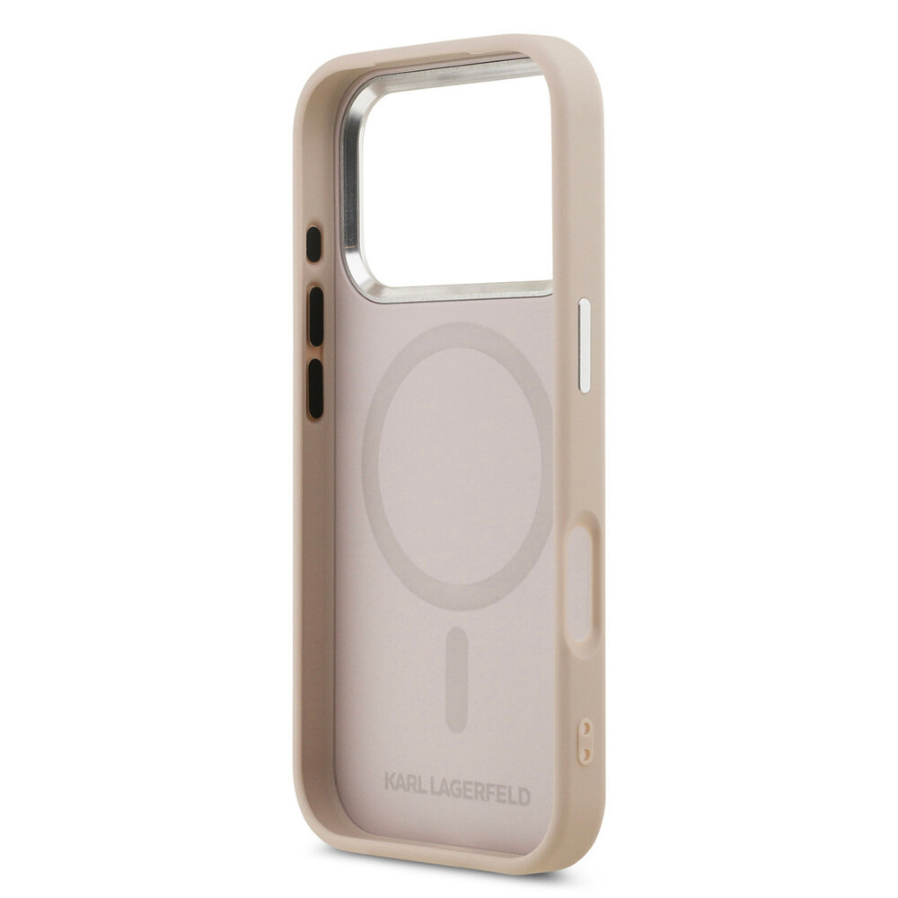 Karl Lagerfeld Karl lagerfeld iPhone 17 Pro Backcover hoesje - MagSafe - K&C Pins - Roze Karl Lagerfeld Karl lagerfeld iPhone 17 Pro Backcover hoesje - MagSafe - K&C Pins - Roze