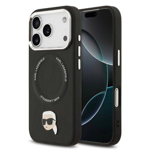 Karl Lagerfeld Karl Lagerfeld iPhone 17 Pro/iPhone 18 Pro Handyhülle MagSafe Karl-&-Choupette-Pins - Schwarz